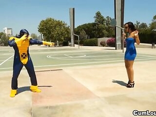 Latina Sasha Jones Riding in a Cyclops XXX Parody